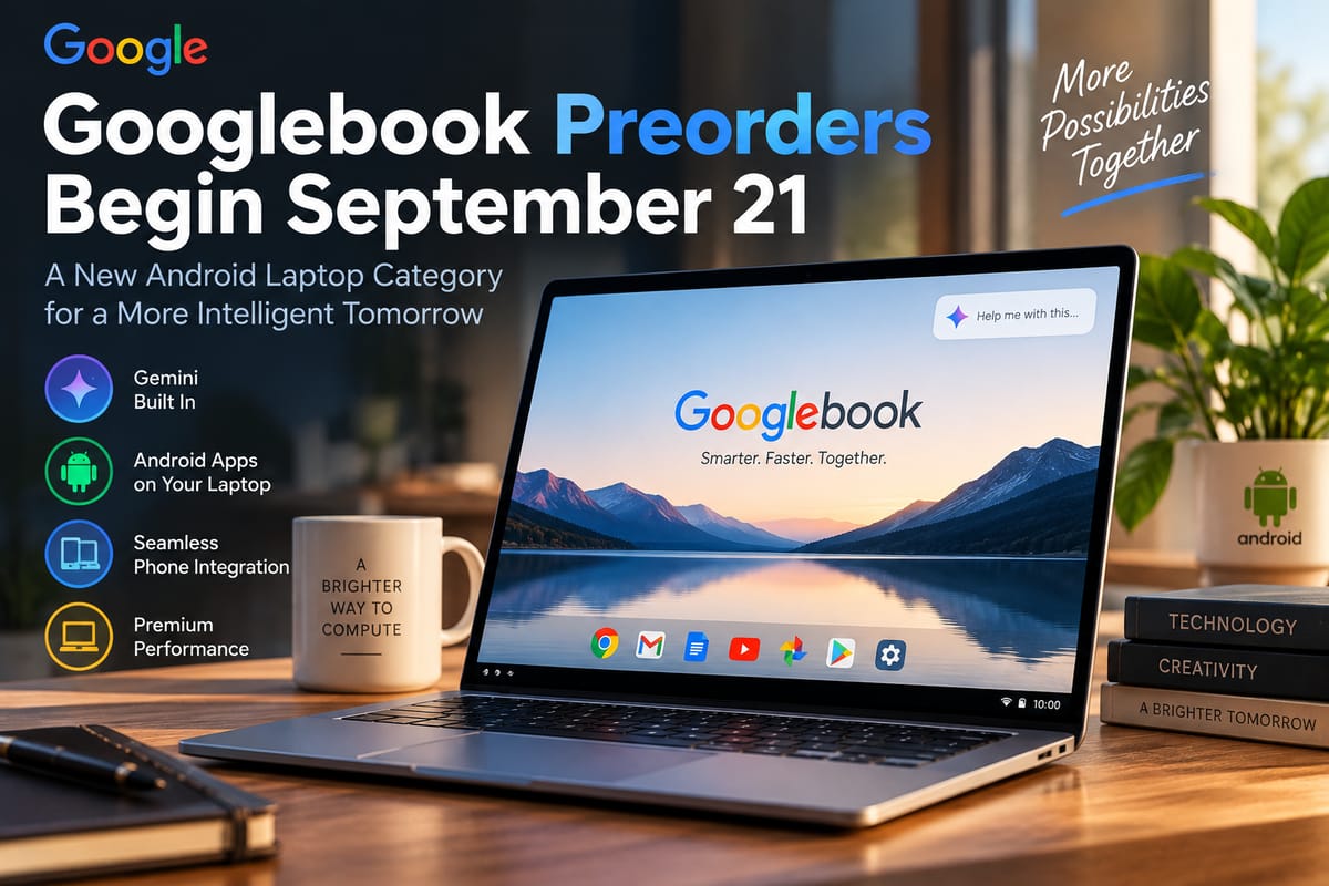 Googlebook Preorders Begin September 21 as Google Prepares a New Android Laptop Category